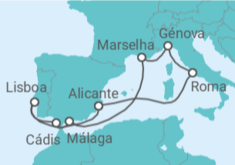 Itinerário do Cruzeiro Itália, França, Espanha, Portugal TI - MSC Cruzeiros