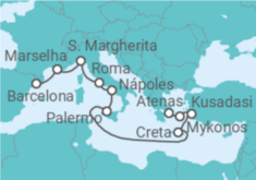 Itinerário do Cruzeiro França, Itália, Grécia, Turquia - Princess Cruises