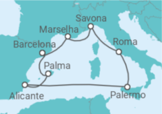 Itinerário do Cruzeiro Espanha, Itália, França - Costa Cruzeiros