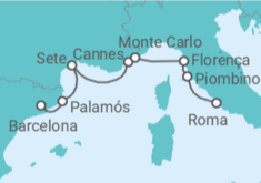 Itinerário do Cruzeiro Espanha, França, Monaco, Itália - Oceania Cruises