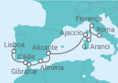 Itinerário do Cruzeiro Espanha, Gibraltar, França, Itália - Oceania Cruises