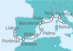 Itinerário do Cruzeiro Itália, França, Espanha, Gibraltar, Portugal - Oceania Cruises