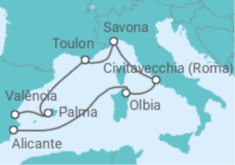 Itinerário do Cruzeiro Itália, França, Espanha - Costa Cruzeiros