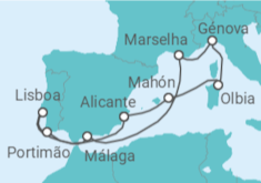 Itinerário do Cruzeiro Espanha, Itália, França, Portugal com Bebidas - MSC Cruzeiros