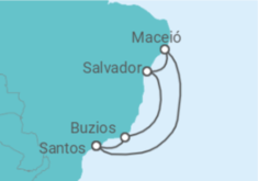 Itinerário do Cruzeiro Brasil TI - MSC Cruzeiros