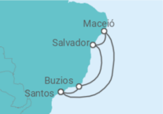 Itinerário do Cruzeiro Brasil TI - MSC Cruzeiros