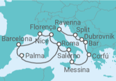 Itinerário do Cruzeiro De Civitavecchia (Roma) a Ravenna (Italia) - NCL Norwegian Cruise Line
