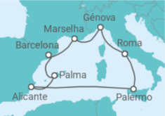 Itinerário do Cruzeiro Itália, França, Espanha TI - Costa Cruzeiros