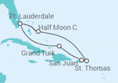 Itinerário do Cruzeiro Ilhas Virgens Americanas, Porto Rico, Bahamas - Holland America Line