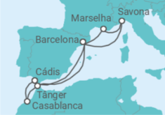 Itinerário do Cruzeiro Espanha, França, Itália, Marrocos - Costa Cruzeiros