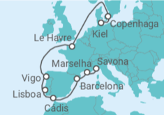 Itinerário do Cruzeiro De Kiel (Alemanha) a Savona TI - Costa Cruzeiros