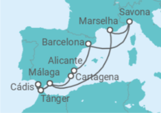 Itinerário do Cruzeiro Marrocos, Espanha, França, Itália TI - Costa Cruzeiros