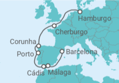 Itinerário do Cruzeiro Espanha, Portugal, França - Costa Cruzeiros