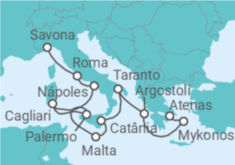 Itinerário do Cruzeiro De Savona a Atenas - Costa Cruzeiros