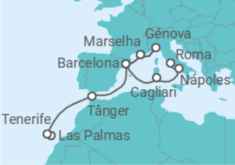 Itinerário do Cruzeiro De Las Palmas a Civitavecchia (Roma) TI - Costa Cruzeiros