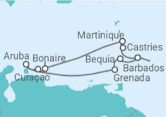 Itinerário do Cruzeiro São Vicente E Granadinas, Aruba, Curaçao, Bonaire, Santo Eustáquio e Saba, Martinique, Santa Lúci... - Silversea