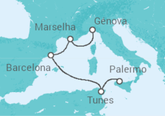 Itinerário do Cruzeiro Tunísia, Espanha, França - MSC Cruzeiros