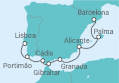 Itinerário do Cruzeiro Barcelona a Lisboa  - NCL Norwegian Cruise Line