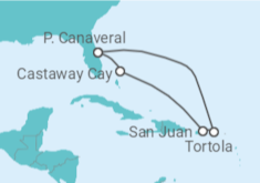Itinerário do Cruzeiro Ilhas Virgens Britânicas, Porto Rico - Disney Cruise Line