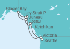Itinerário do Cruzeiro Alasca - Holland America Line
