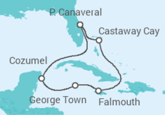 Itinerário do Cruzeiro México, Ilhas Caimão, Jamaica - Disney Cruise Line