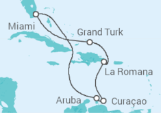 Itinerário do Cruzeiro Baamas, República Dominicana, Curaçao, Aruba - Carnival Cruise Line