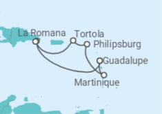 Itinerário do Cruzeiro República Dominicana, Ilhas Virgens Britânicas, Sint Maarten, Martinique - Costa Cruzeiros