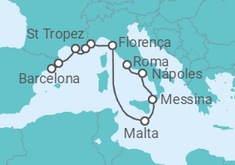 Itinerário do Cruzeiro Itália, Malta, Monaco, França, Espanha - Oceania Cruises