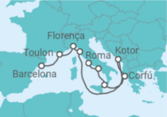 Itinerário do Cruzeiro França, Itália, Montenegro, Grécia - Princess Cruises