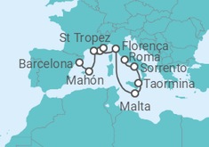 Itinerário do Cruzeiro Itália, Malta, França, Monaco, Espanha - Oceania Cruises