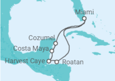 Itinerário do Cruzeiro Pérolas das Caraíbas - NCL Norwegian Cruise Line