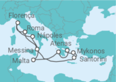 Itinerário do Cruzeiro Itália e Ilhas Gregas +Voo+Hotel - NCL Norwegian Cruise Line