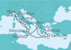 Itinerário do Cruzeiro Grécia, Malta, Itália, França - NCL Norwegian Cruise Line