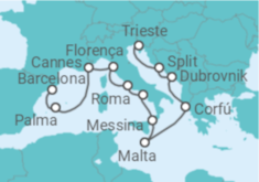 Itinerário do Cruzeiro De Barcelona a Trieste - NCL Norwegian Cruise Line