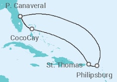 Itinerário do Cruzeiro Caraíbas e Ilhas Virgens+Voo+Hotel - Royal Caribbean