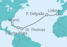 Itinerário do Cruzeiro De Lisboa a Miami - NCL Norwegian Cruise Line