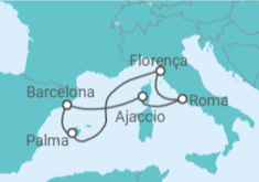 Itinerário do Cruzeiro Itália, França, Espanha - AIDA