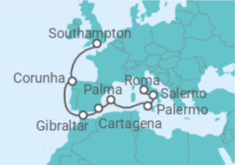 Itinerário do Cruzeiro Espanha, Gibraltar, Itália - Princess Cruises