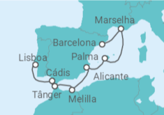 Itinerário do Cruzeiro De Lisboa a Barcelona - Oceania Cruises