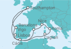 Itinerário do Cruzeiro Espanha, Itália, França, Portugal - Royal Caribbean