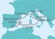 Itinerário do Cruzeiro França, Itália, Espanha - NCL Norwegian Cruise Line