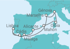 Itinerário do Cruzeiro França, Espanha, Portugal, Itália - MSC Cruzeiros