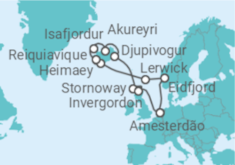 Itinerário do Cruzeiro Noruega, Reino Unido, Islândia - Holland America Line