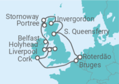 Itinerário do Cruzeiro Reino Unido, Irlanda, Bélgica - Holland America Line