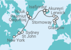 Itinerário do Cruzeiro De Glasgow (Escocia) a Nova Iorque (EUA) - Explora Journeys