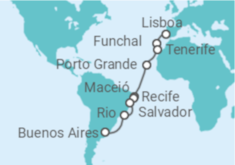 Itinerário do Cruzeiro De Lisboa a Buenos Aires  - NCL Norwegian Cruise Line