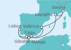 Itinerário do Cruzeiro França, Espanha, Portugal, Gibraltar - Costa Cruzeiros