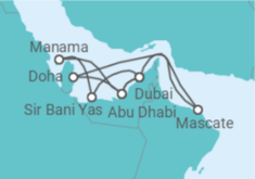 Itinerário do Cruzeiro Emirados Árabes, Catar, Omã - AIDA