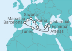 Itinerário do Cruzeiro Itália, Grécia, Turquia, Tunísia, Espanha - Costa Cruzeiros
