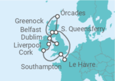 Itinerário do Cruzeiro Irlanda, Reino Unido, França - Princess Cruises